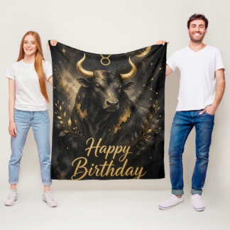 Stier Happy Birthday Sternzeichen Design Fleece Deken