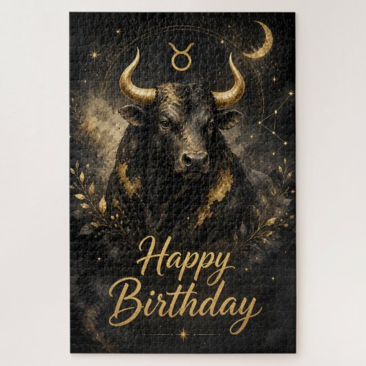 Stier Happy Birthday Sternzeichen Design Legpuzzel (Verticaal)