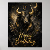 Stier Happy Birthday Sternzeichen Design Poster (Voorkant)