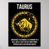 Stier - Horoscoop, Grappige Zodiac Teken Humor Poster (Voorkant)