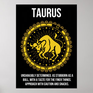 Stier - Horoscoop, Grappige Zodiac Teken Humor Poster