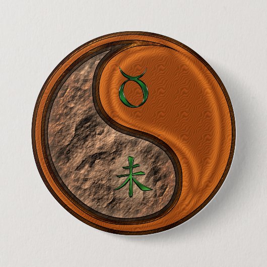 Stier & Hout Geit Ronde Button 7,6 Cm (Voorkant)