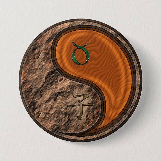 Stier & Hout Rat Ronde Button 7,6 Cm (Voorkant)