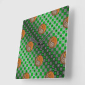 Stier & Houten Konijn Vierkante Klok (Hoek)