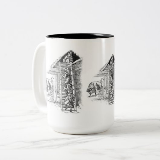  stier in Barn Tweekleurige Koffiemok (Voorkant links)