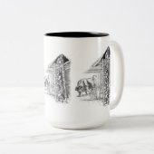  stier in Barn Tweekleurige Koffiemok (Voorkant rechts)