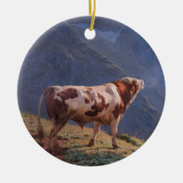 Stier in de Alpen (door Eugène Burnand) Keramisch Ornament