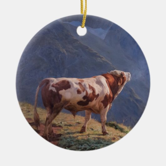 Stier in de Alpen (door Eugène Burnand) Keramisch Ornament (Voorkant)