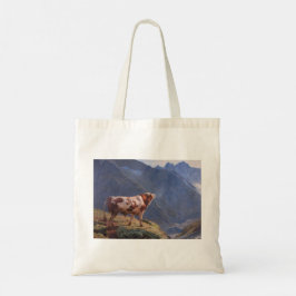 Stier in de Alpen (door Eugène Burnand) Tote Bag