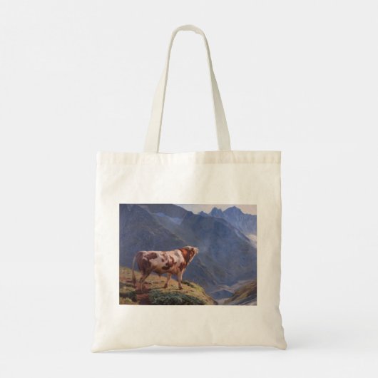 Stier in de Alpen (door Eugène Burnand) Tote Bag (Achterkant)