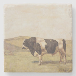 Stier in een Zwitsers landschap (Ferdinand Hodler) Stenen Onderzetter