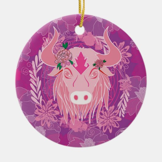 stier keramisch ornament (Voorkant)