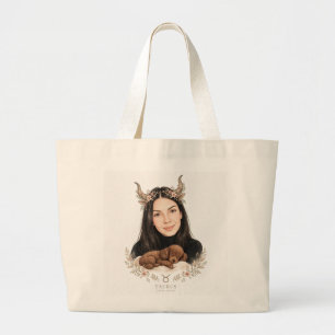 Stier Meisje met Poodle – Zodiac Horoscoop Grote Tote Bag