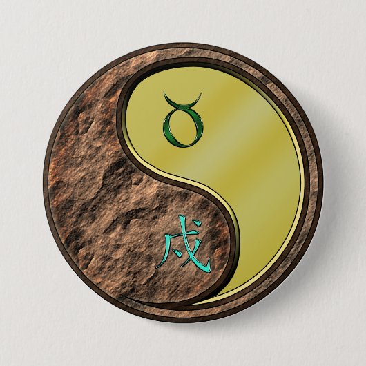 Stier & Metaal Hond Ronde Button 7,6 Cm (Voorkant)