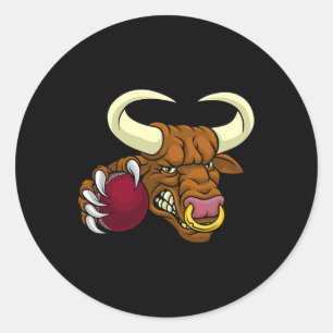Stier Minotaurus Longhorn Koe Krekel Cartoon Ronde Sticker