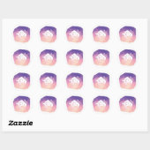 Stier ronde sticker in roze/paarse achtergrond (Vel)