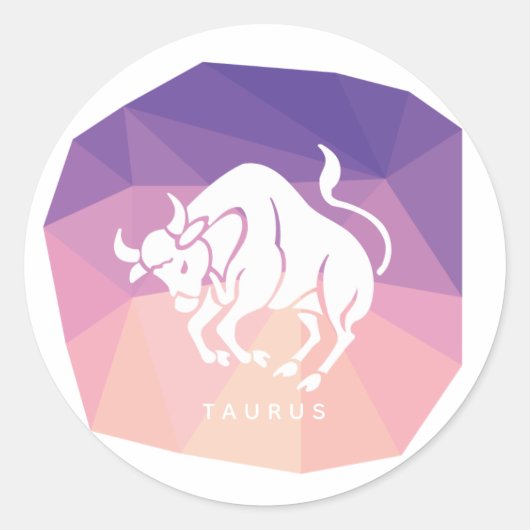 Stier ronde sticker in roze/paarse achtergrond (Voorkant)