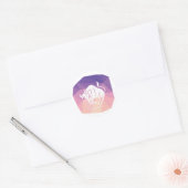Stier ronde sticker in roze/paarse achtergrond (Envelop)