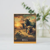 stier | Schattige familie Briefkaart (Staand voorkant)