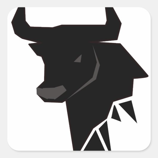 Stier Silhouet Dierenriem Vierkante Sticker (Voorkant)
