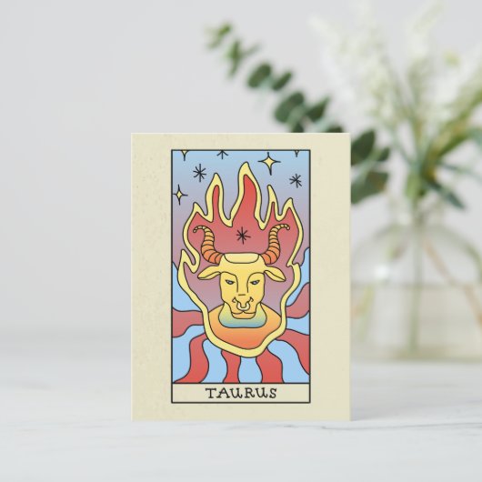 Stier Sterrenbeeld Abstracte Kunst Vintage Briefkaart (Staand voorkant)