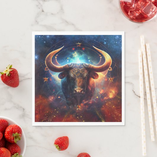 Stier Sterrenbeeld Aquarelontwerp Servet (Insitu)
