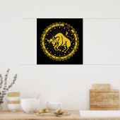 Stier - Sterrenbeeld - Symbool - Horoscoop Poster (Keuken)