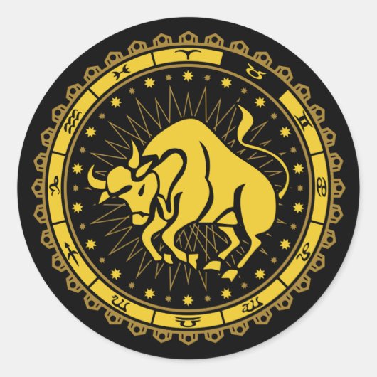 Stier - Sterrenbeeld - Symbool - Horoscoop Ronde Sticker (Voorkant)