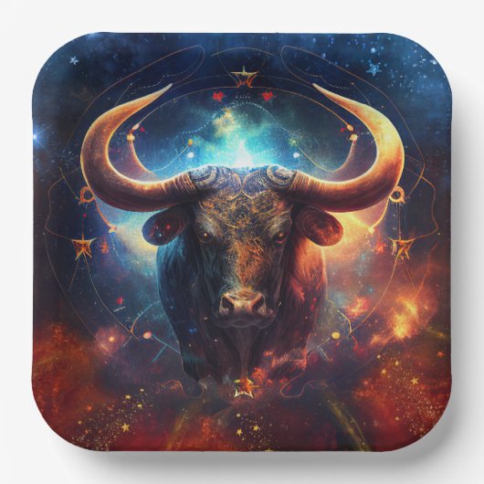 Stier Sterrenbeeld Waterverf Ontwerp Papieren Bordje (Voorkant)