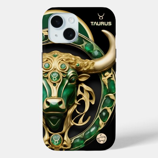Stier Stier, Smaragd en Goud Gepersonaliseerd Case-Mate iPhone Case (Achterkant)