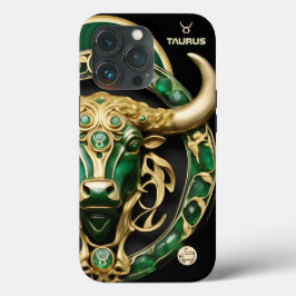 Stier Stier, Smaragd en Goud Gepersonaliseerd iPhone 15 Case