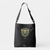 Stier Stier, Smaragd en Goud Gepersonaliseerd Crossbody Tas (Achterkant)