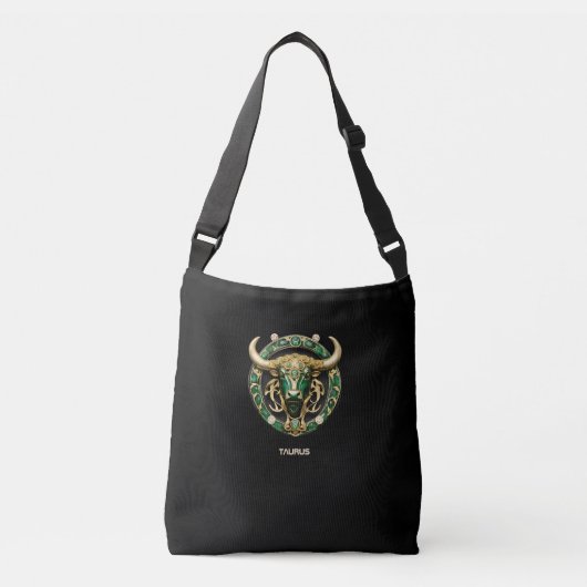 Stier Stier, Smaragd en Goud Gepersonaliseerd Crossbody Tas (Voorkant)