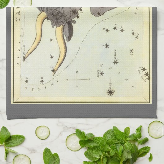 Stier Stier, sterrenbeeld Urania's Mirror Theedoek (Gevouwen)