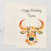 Stier Stier Zodiac Florale Verjaardagskaart (Voorkant / Achterkant)