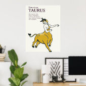 Stier Stier Zodiac Teken Boho Chic Astrologie Post Poster (Thuiskantoor)