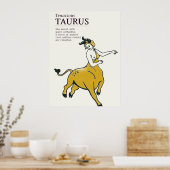 Stier Stier Zodiac Teken Boho Chic Astrologie Post Poster (Keuken)