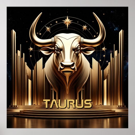 Stier Stier Zodiac Tempel Astrologie Cadeau Poster (Voorkant)
