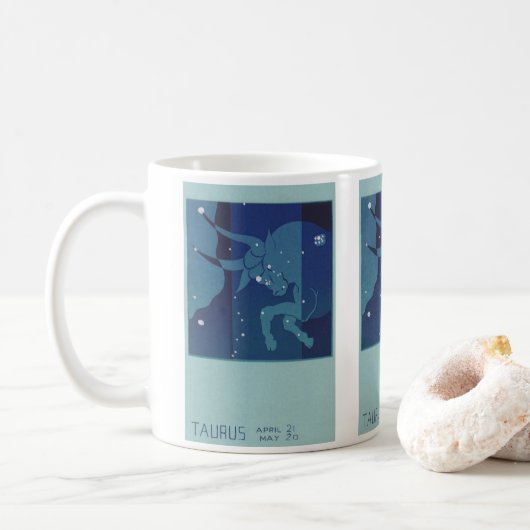 Stier Stierbeeld Vintage Zodiac Astrologie Koffiemok (Met donut)