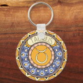 Stier Taurus Sternzeichen farbenfrohes Mandala Sleutelhanger (Voorkant)