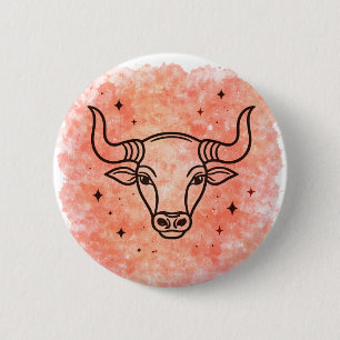 Stier teken ronde button 5,7 cm