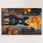 Stier Terriër Gotische Steeg Halloween Kunstwerk Legpuzzel (Horizontaal)