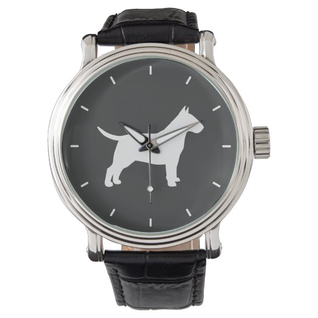 Stier Terriër Silhouet Horloge (Voorkant)
