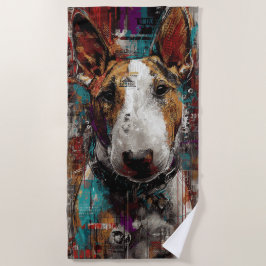 Stier Terrier Stedelijk Portret Kunstwerk Strandlaken
