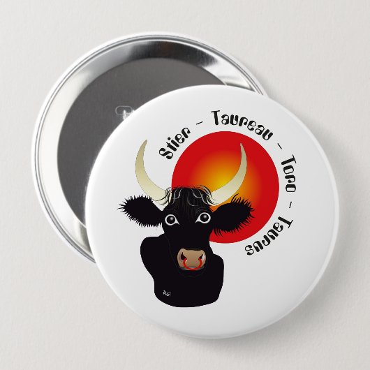 Stier Tierkreiszeichen Button (Voorkant /achterkant)