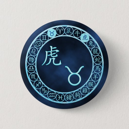 Stier/tijger Ronde Button 5,7 Cm (Voorkant)