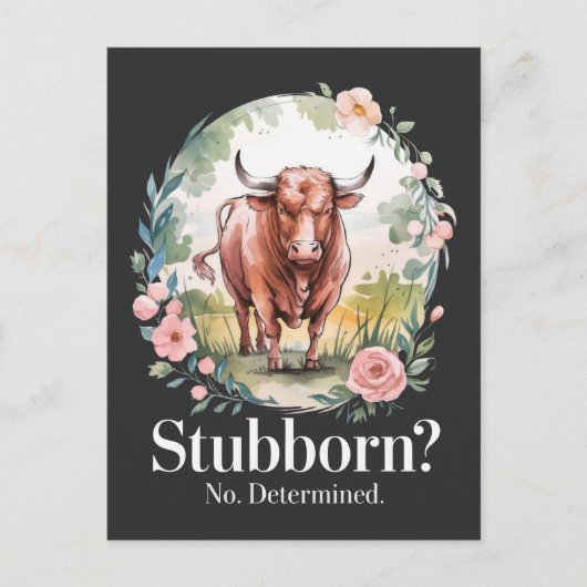 Stier: vastberaden, niet koppig briefkaart (Voorkant)