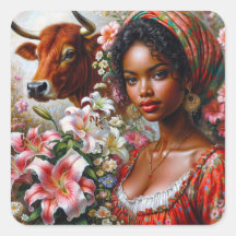 Stier Vrouw met stier Bloemen