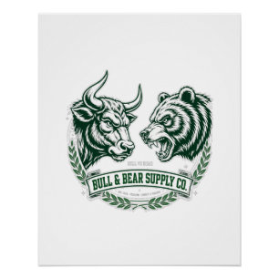 Stier vs Beer Gevecht — Handelaar Perfect Poster