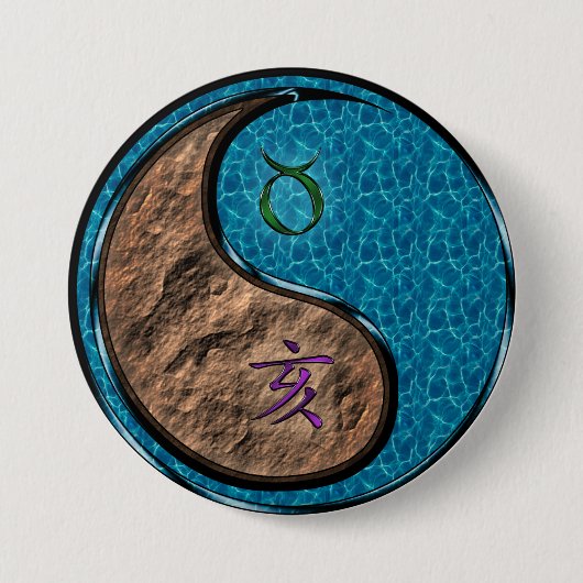 Stier & Water Everzwijn Ronde Button 7,6 Cm (Voorkant)